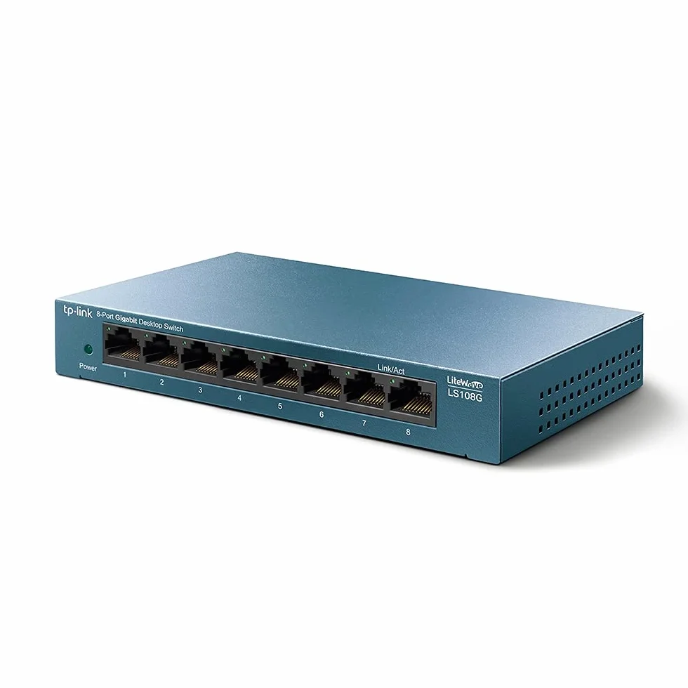 TP-Link LS108G, 8-portowy przełącznik Gigabit z metalową obudową, Plug and Play, QoS do zarządzania ruchem, Bezobsługowa instalacja, Tryb auto MDI/MDIX, Wysoka niezawodność w pracy