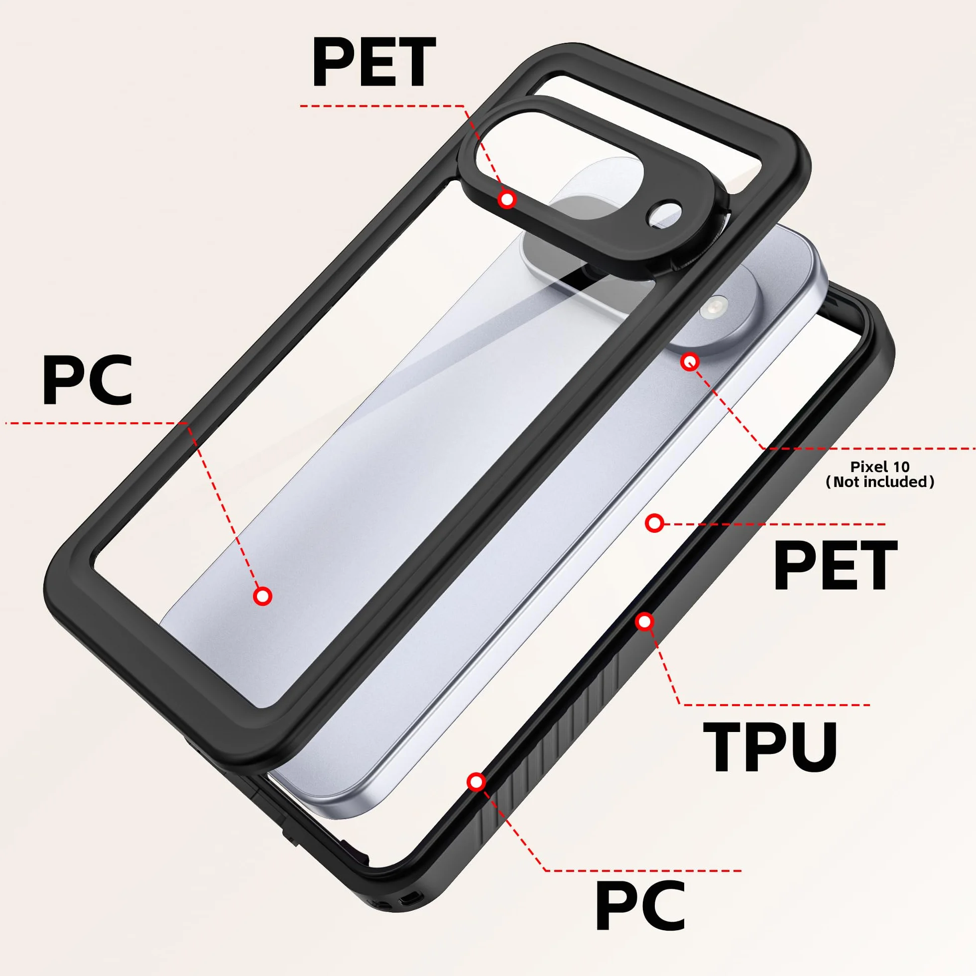 Wodoszczelne etui do Google Pixel 10 z wbudowaną ochroną aparatu i ekranu, [wodoszczelność IP68] [wojskowa ochrona przed upadkiem], pełna ochrona 360° do Google 10 (czarne)