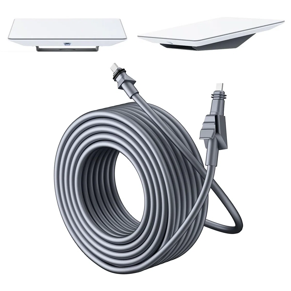 Prostokątny Kabel Zamienny do Routera Satelitarnego 35 M, Płaska Technologia POE o Wysokiej Wydajności ze Stabilnym Połączeniem, Gumowy materiał Miedziany