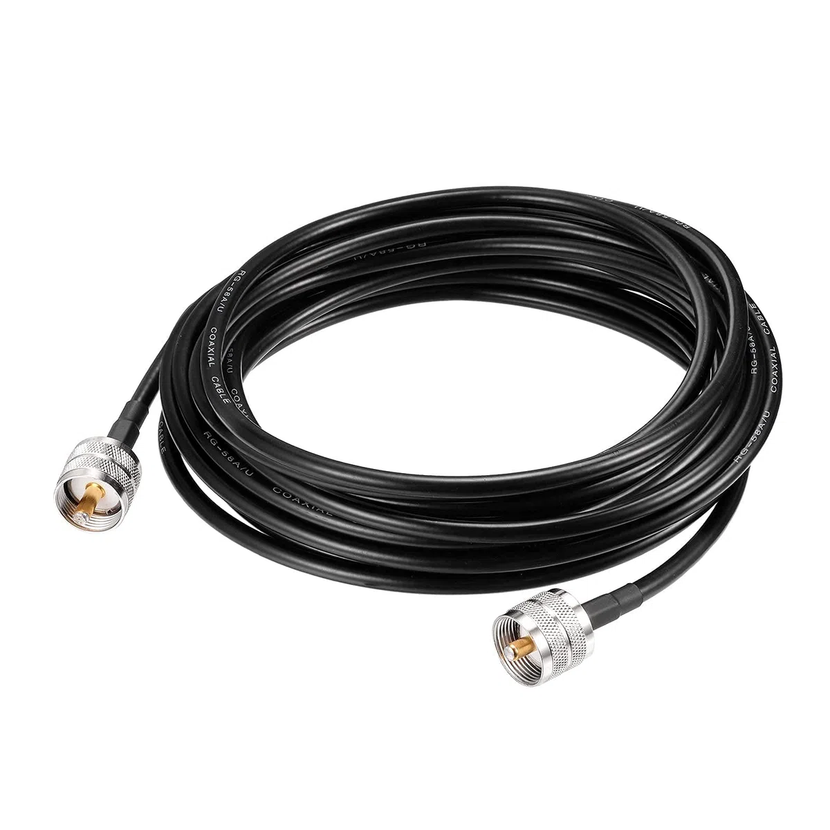 Superbat Kabel koncentryczny RG58 CB 5 m UHF PL259 męski na męski 50 omów, niska strata do radia HAM i CB, analizatora anteny, obciążenia zastępczego, miernik ROS (1 sztuka)