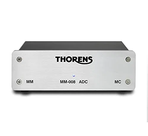 Thorens MM-008 ADC wzmacniacz do systemów MM i MC ze zintegrowanym przetwornikiem analogowo-cyfrowym i wyjściem USB Kolor: srebrny