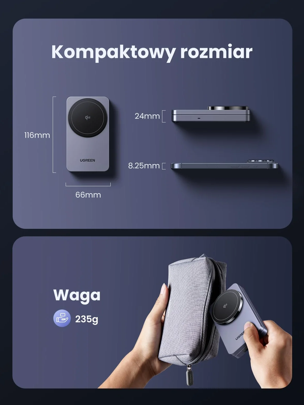 UGREEN MagFlow Qi2 stacja ładująca 15W magnetyczna 2w1 składana bezprzewodowa do iPhone 17/16/15/14/13/12 AirPods