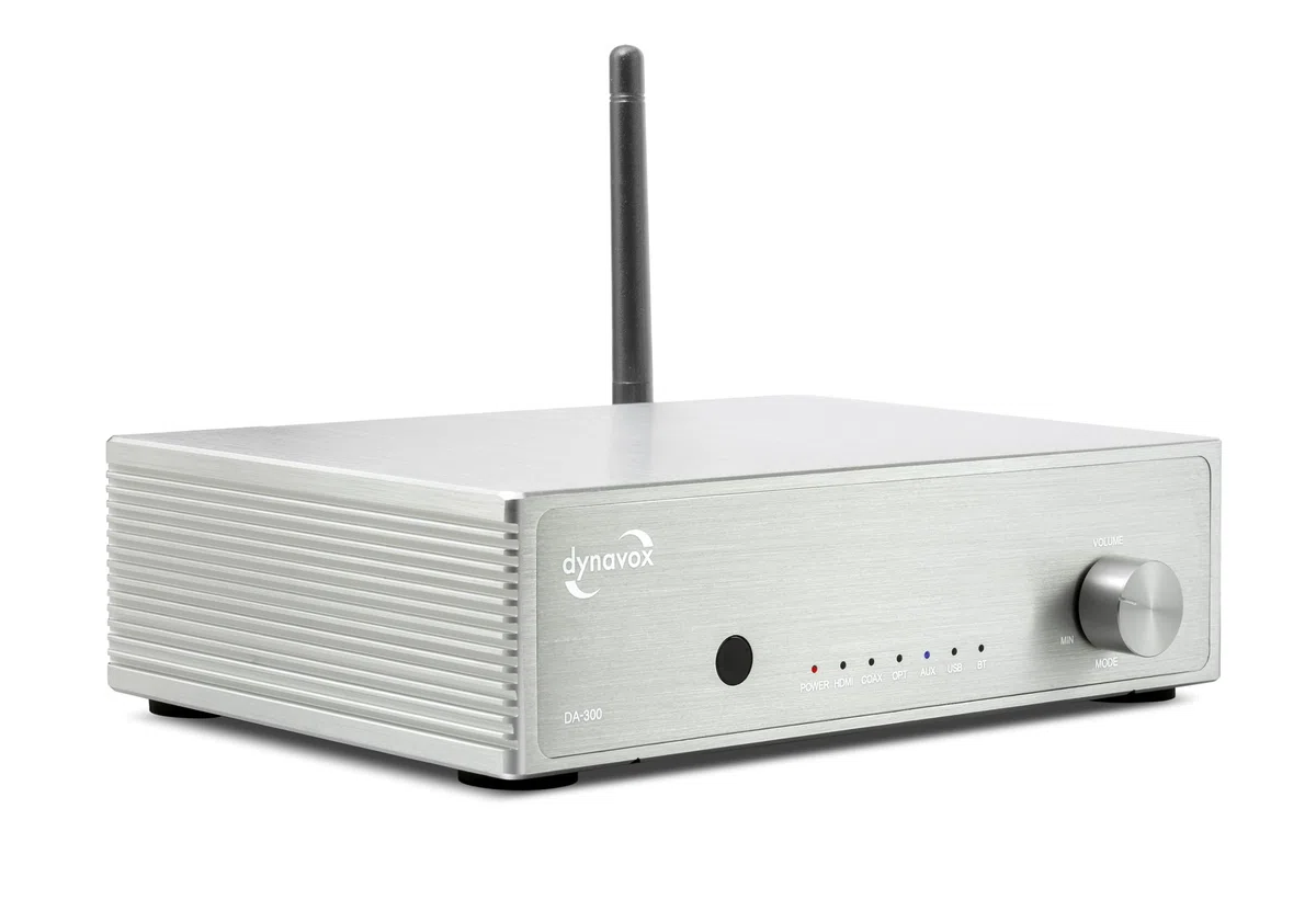 Dynavox DA-300 wzmacniacz HiFi, kompaktowy wzmacniacz cyfrowy klasy D stereo z HDMI ARC, BT 5.0, USB, optyczny i współosiowy, szlachetna obudowa aluminiowa, idealny do dźwięku TV i strumieniowego