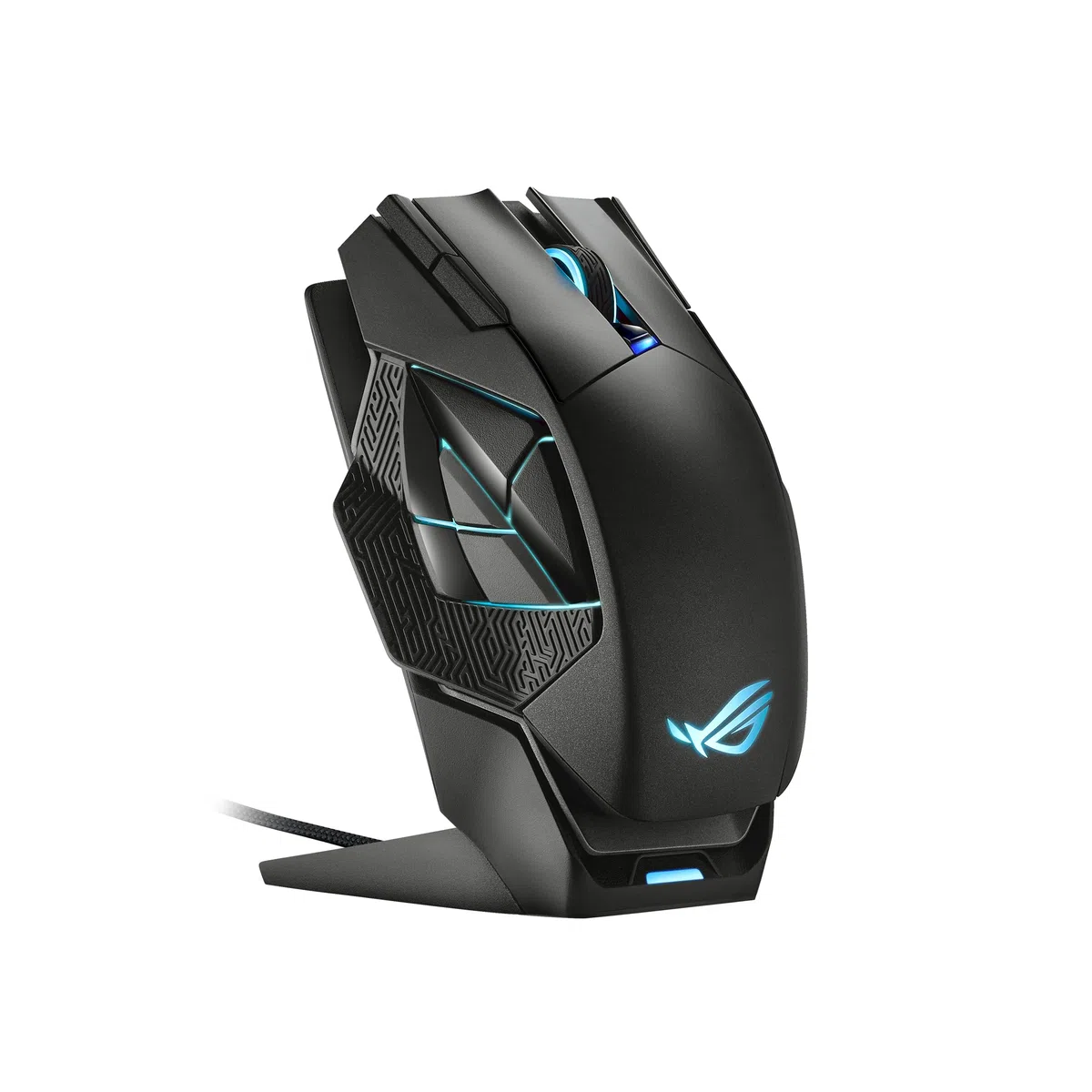ASUS ROG Spatha X Bezprzewodowa mysz do gier (magnetyczny stojak do ładowania, 12 programowalnych przycisków, 19 000 DPI, gniazda przełącznika Hot Swap, mikroprzełączniki ROG, oświetlenie ROG Paracord