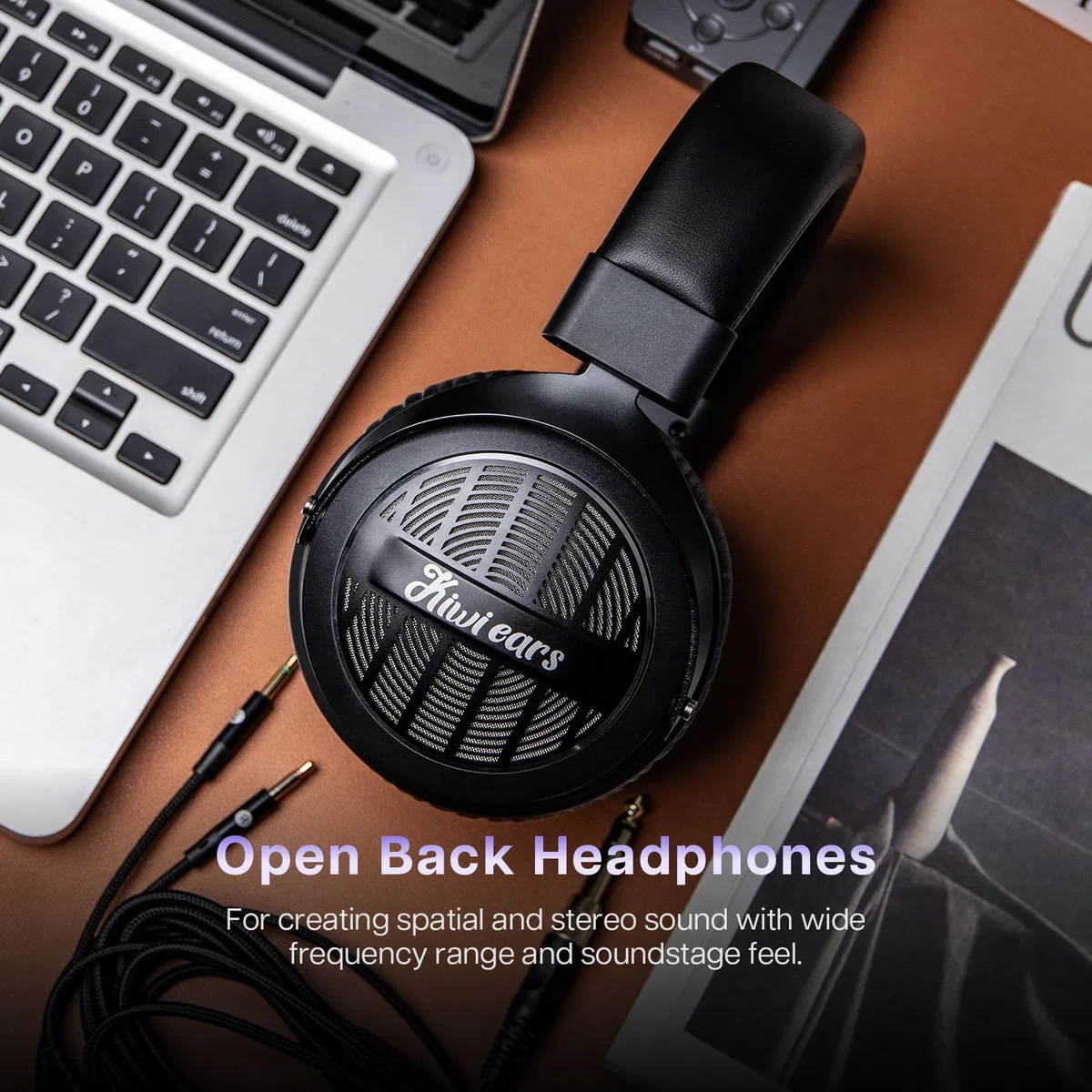 Linsoul Kiwi Ears Ellipse – studyjne słuchawki nauszne z dynamicznym przetwornikiem, przewodowe słuchawki stereo Hi-Fi do gier, konstrukcja otwarta, z odłączanym kablem, dla muzyków i audiofilów