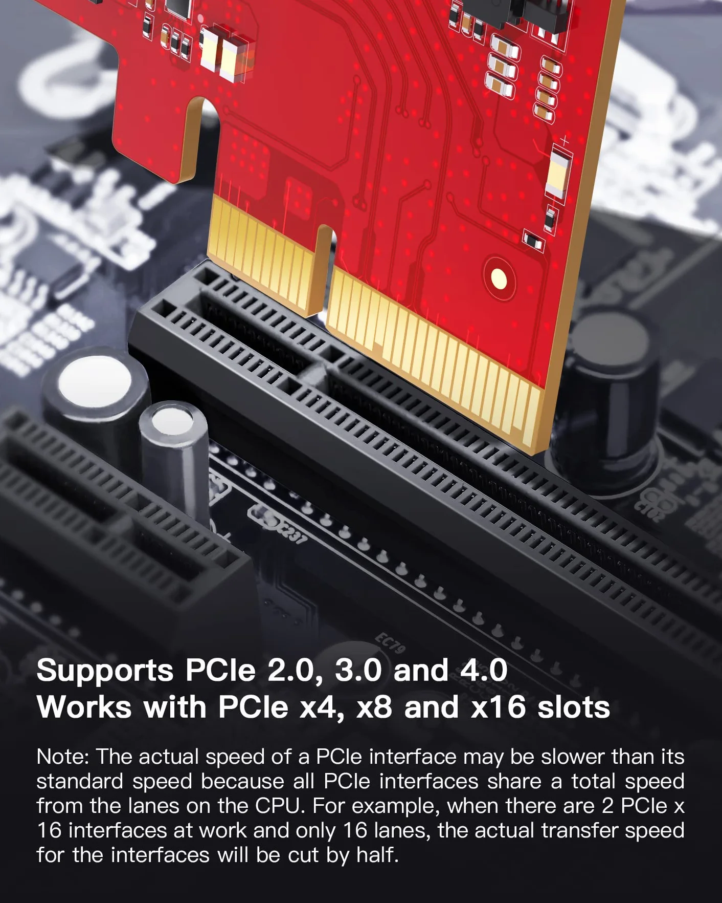 Inateck RedComets U21 Karta PCIe USB 3.2 Gen 2 16 Gb/s 3 Porty Typu A 2 Porty Typu C Czerwona