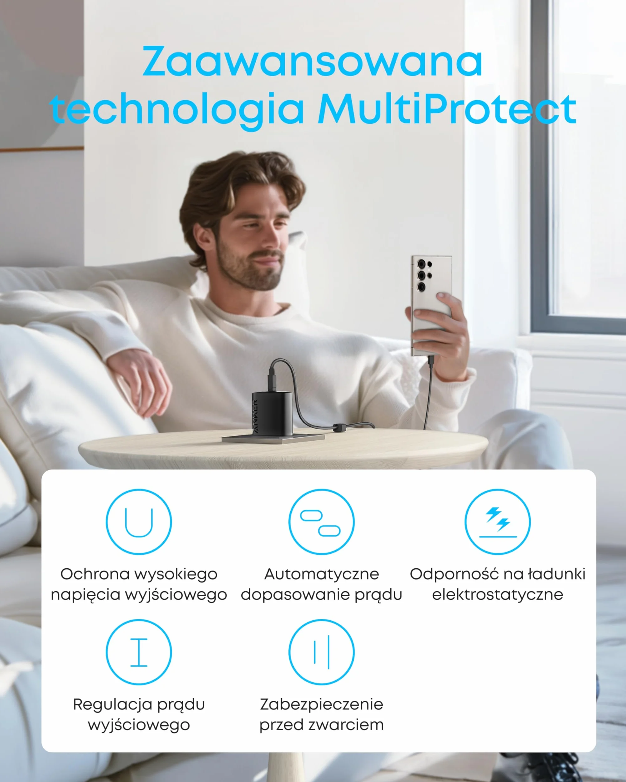 Anker Ładowarka USB C 45 W, zestawy ładujące z 1.5M kablem, szybka ładowarka, kompaktowa ładowarka, kompatybilny z iPhone 16/15/14/13, iPad, Samsung Galaxy S24/S23, Pixels (Czarny, 2 opakowania)