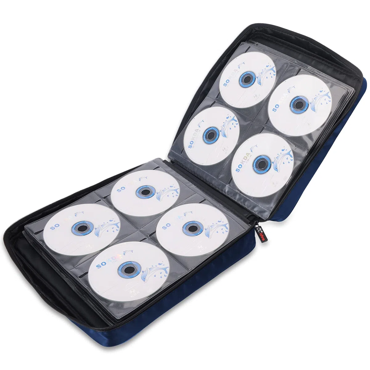 CCidea Etui na CD lub DVD o pojemności 200 pojemności, przenośny portfel, segregator do przechowywania, wysokiej jakości nylonowa torba na CD do samochodu, domu, biura i podróży, organizer (200-niebieski)
