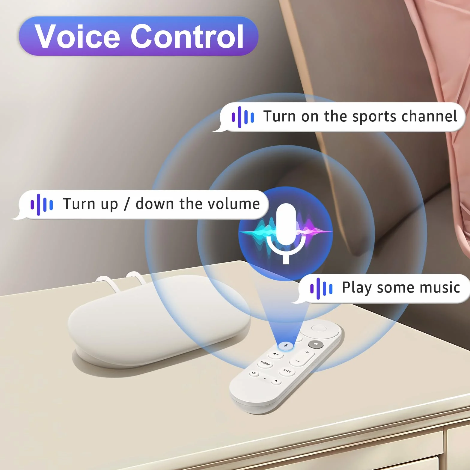 Zdalny pilot głosowy zastępujący pilota Google TV Streamer Remote (4K), uniwersalny dla pilota Chromecast z Google TV Remote (4K/HD)