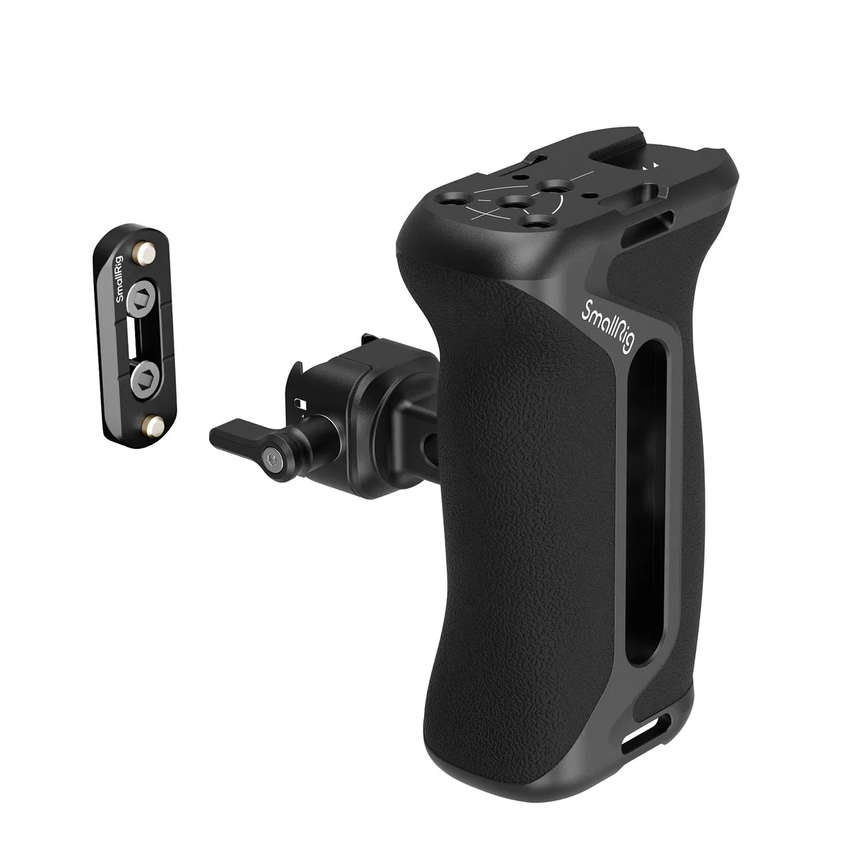 SMALLRIG Aluminum Camera Side Handle with NATO Clamp, Universal Ergonomic Side Handgrip with Bulit-in 1/4"-20 Locating Hole, Strap Hole, Cold Shoe, 36mm Vertical Adjustment, NATO Rail Included - 5952