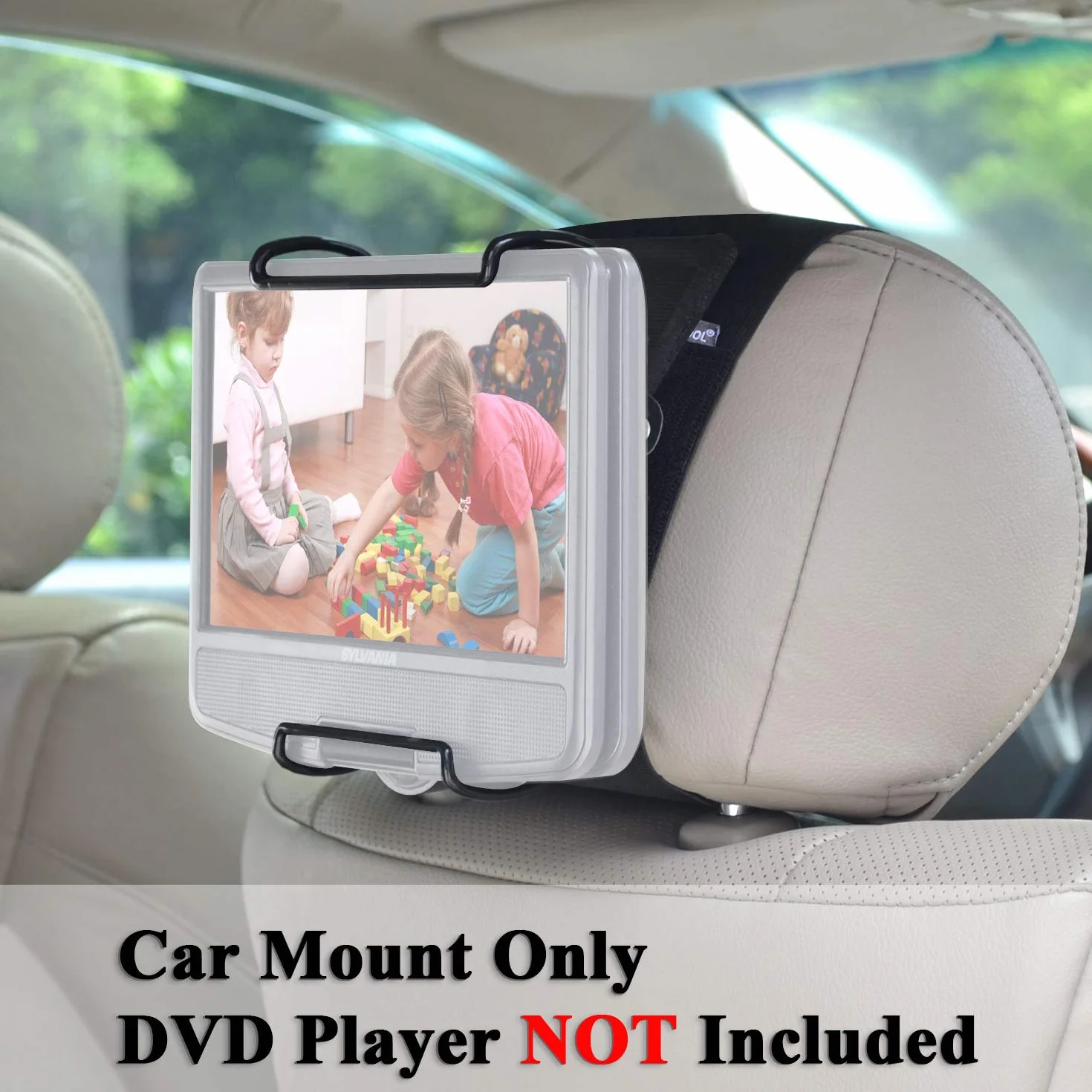 Uchwyt na zagłówek z regulowanymi zaciskami do przenośnych odtwarzaczy DVD, 10 cali LCD LED, czarny