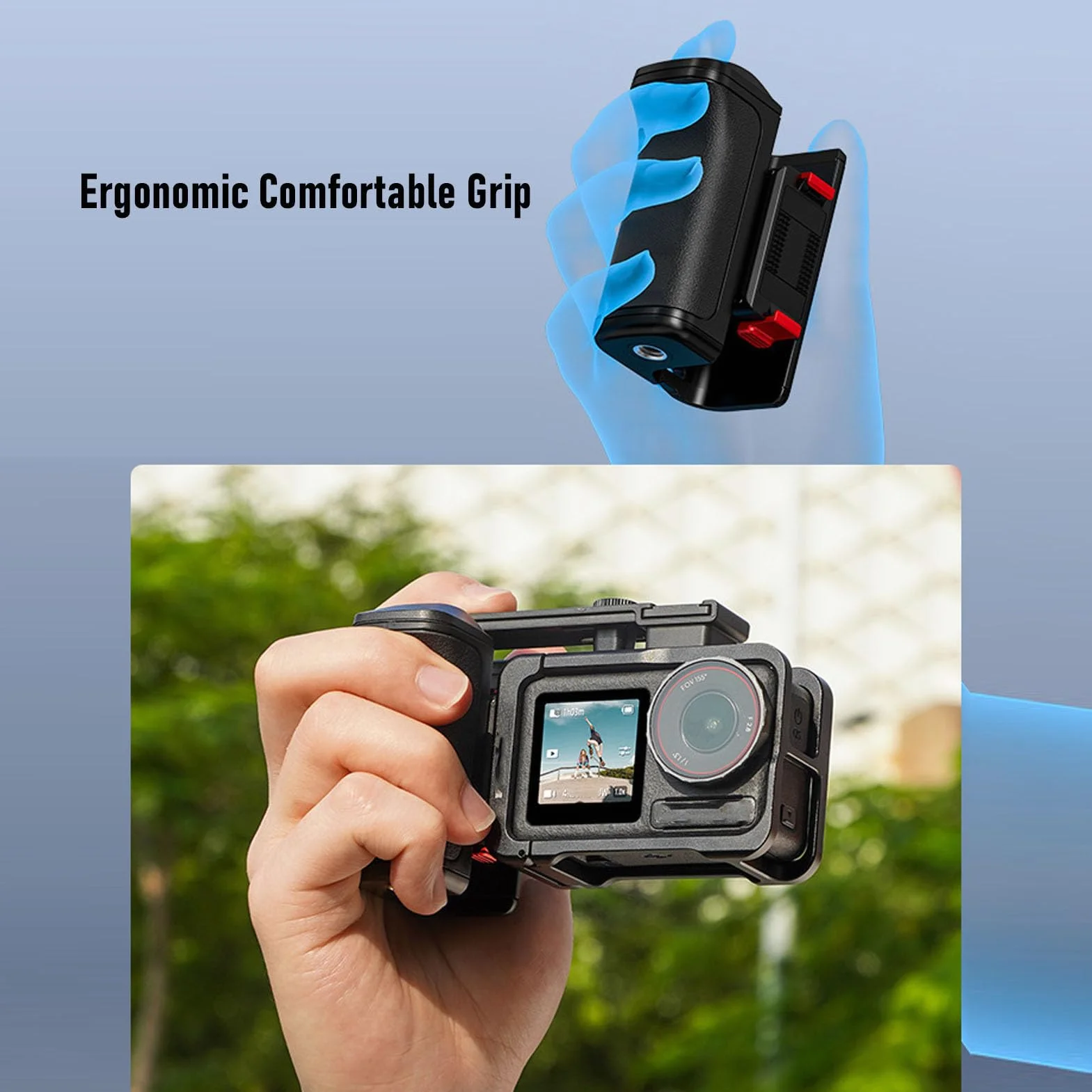 Generic Zestaw Uchwytów do Aparatu dla ACTION 5 PRO 4 3|Ergonomiczny Zestaw Uchwytów do Fotografii Ulicznej|Antypoślizgowy, Zapobiegający Upadkowi|Przenośny Partner Street Snap|Pasuje ACTION 4 3 5