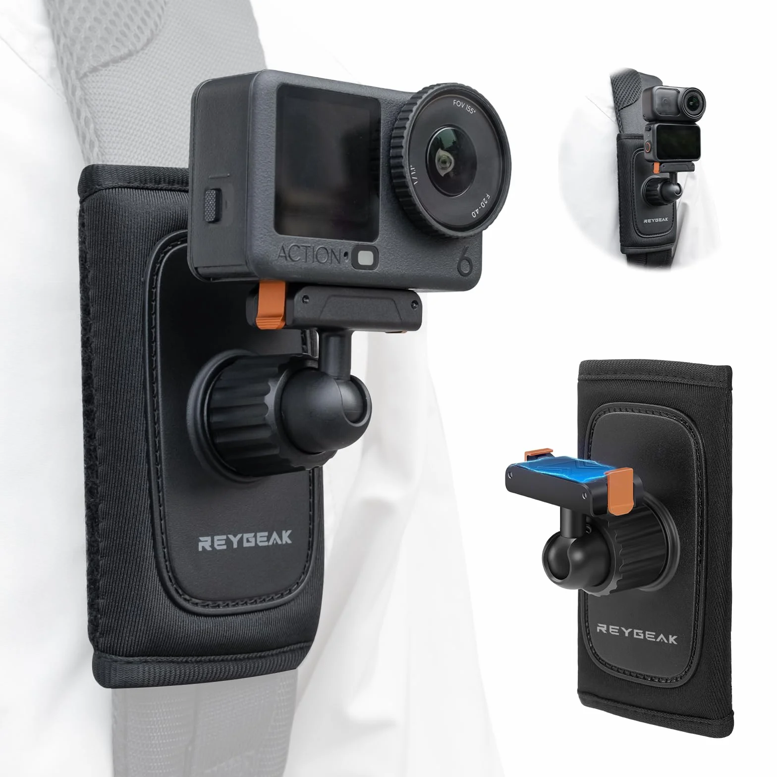 REYGEAK Uchwyt na ramię do plecaka DJI OSMO Action 6/OSMO Nano, z regulowaną wyściółką na ramię, systemem mocowania paska (do Action 6/Nano)