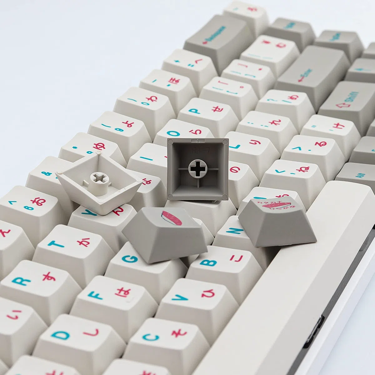Nasadki klawiszy PBT, 124 klawisze, japońskie klawisze, niestandardowy zestaw do sushi z profilem Spacebar 7U, do układu ANSI (US), przełączniki Cherry MX, klawisze mechaniczne
