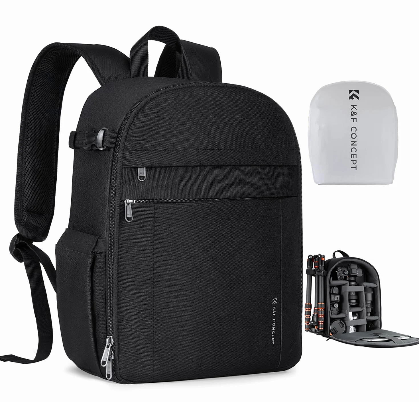 K&F CONCEPT Lekka torba na plecak na aparat, mała profesjonalna torba fotograficzna kompatybilna z aparatem Sony Canon Nikon i akcesoriami do obiektywów, z podwójnymi przednimi kieszeniami i paskiem