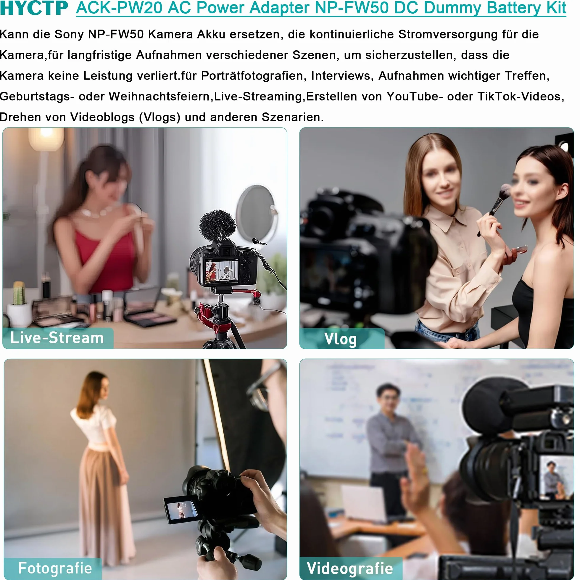 AC-PW20 NP-FW50 zestaw perkusyjny zastępuje akumulator NPFW50 do Sony Alpha ZV-E10 A6000 A6400 A6500 A5000 A7 A7II A7S A7SII A7R A7RII