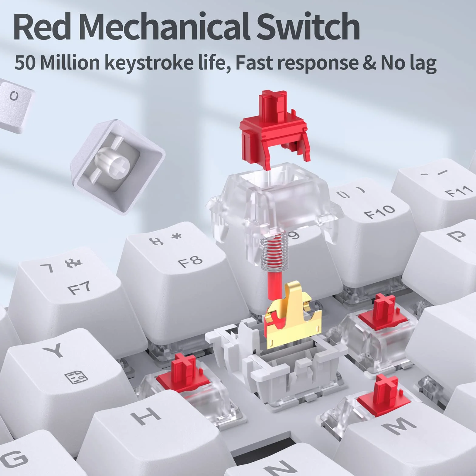 TMKB Klawiatura gamingowa, T68SE 60% Układ 68 klawiszy Przewodowa PC USB Gaming Mechanical Keyboard,Anti Ghosting US QWERTY Layout Mini Podświetlenia LED Red Switch mechaniczna Klawiatura na PC/Windows/Laptop/Mac,Biały