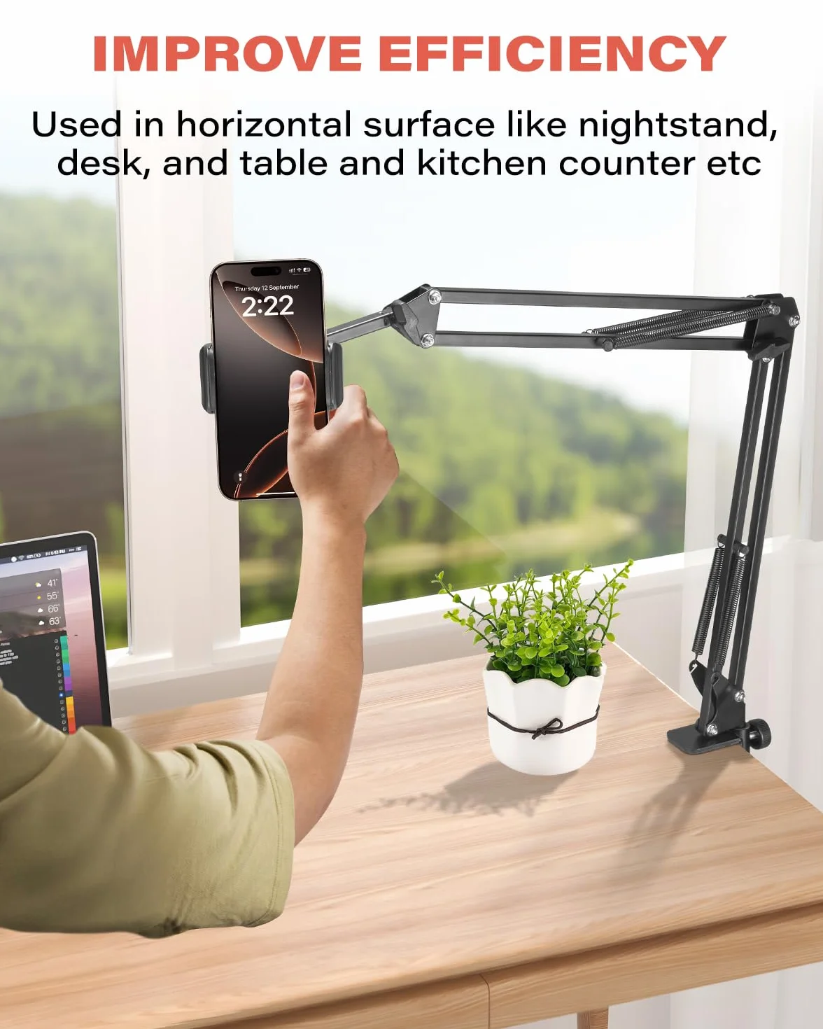 SAMHOUSING Uchwyt na telefon komórkowy do łóżka, ulepszony uchwyt na telefon komórkowy - elastyczny długi stojak na telefon komórkowy do iPhone 15 14 Pro Max Plus, SE, 13 12 Pro Max Mini, 11, X XS 8 7