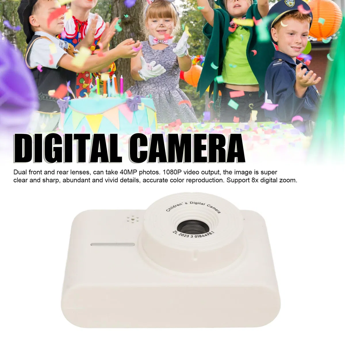 Aparat Cyfrowy 1080P z Dwoma Obiektywami i rozdzielczością 40 MP, Ekranem IPS, Autofokusem, Przyjazny dla środowiska, na świąteczny (WHITE)