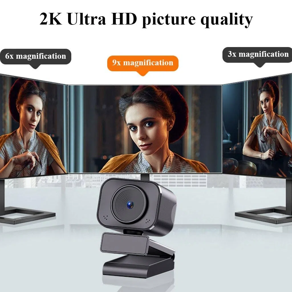 Kamera Internetowa 2K Do Laptopa Kamera Do Transmisji Strumieniowej W Rozdzielczości Ultra HD Z Autofokusem, Mikrofonem Redukującym Szumy Do Rozmów Wideo I Spotkań Na Komputerze(2K)