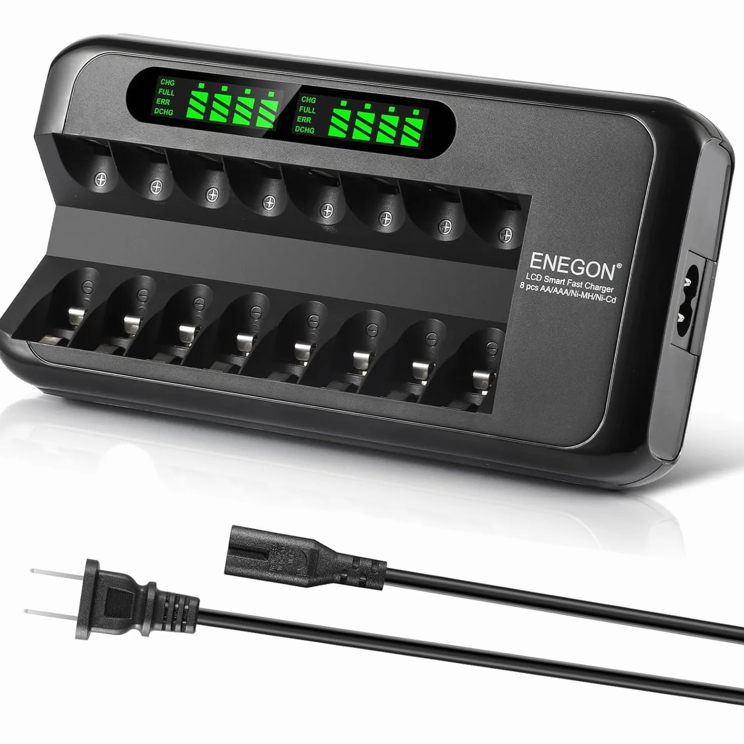 8 Slot Battery Charger, czarna