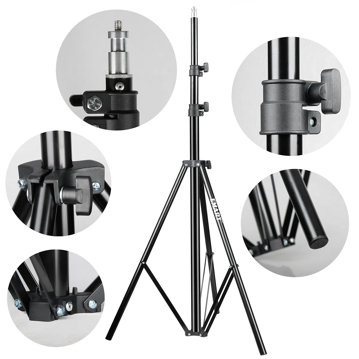 EMART 2,6 m, statyw ze stopu aluminium, 2 sztuki | Gwint 1/4", światło fotograficzne, parasol fotograficzny, softbox, kamera sportowa