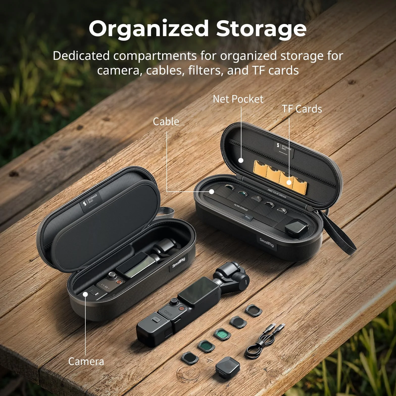 SMALLRIG Torba Transportowa do DJI Pocket 4/3, Odporna na Zalanie, Uderzenia, Pomieści Karty SD, Filtry, Kable - 5992