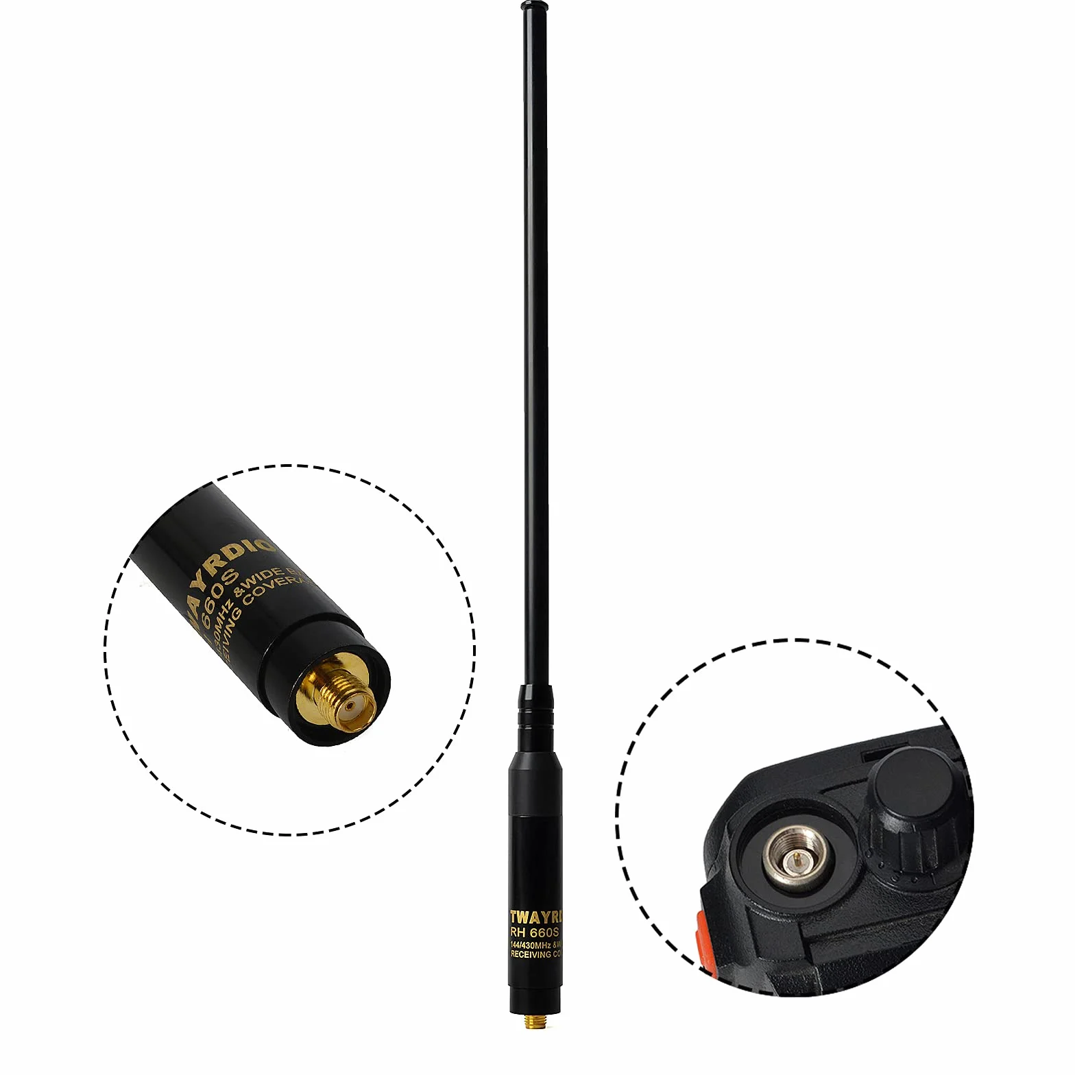 TWAYRADIO Dwukierunkowa antena radiowa, dwupasmowa antena teleskopowa VHF UHF SMA-żeńska, kompatybilna z Baofeng UV-5R UV-82 888S BF-F8HP GT-3 KENWOOD Retevis TYT Ham Amateur Walkie Talkie