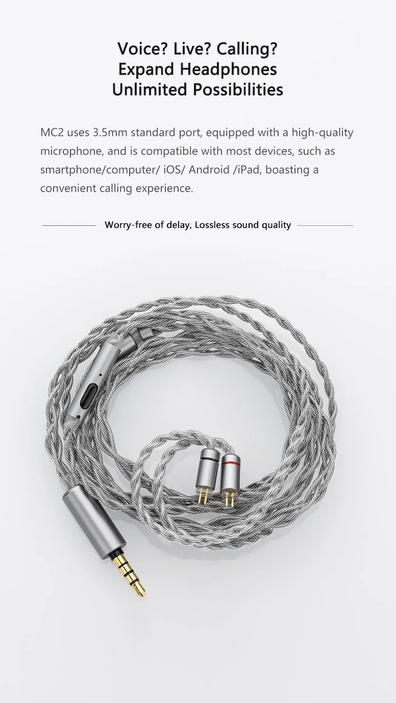 Moondrop MC2 Kabel do rozbudowy mikrofonu 3.5mm 0.78mm 2pin