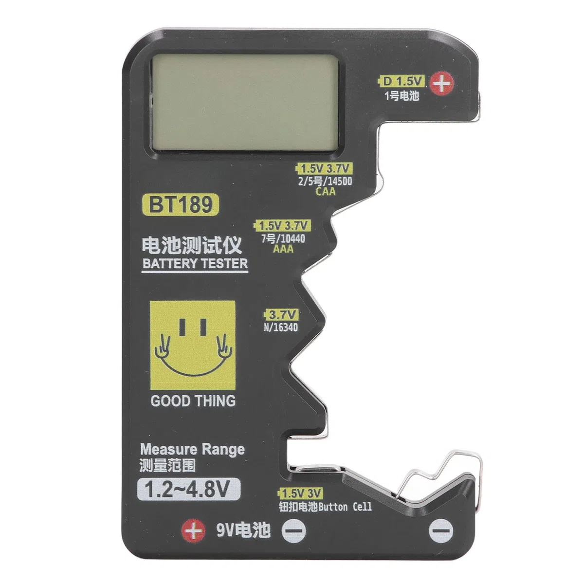 Cyfrowy Tester Pojemności Baterii z Dużym Ekranem LCD, Uniwersalny Detektor dla AA, AAA, C, D, 9V, Czarny, ABS