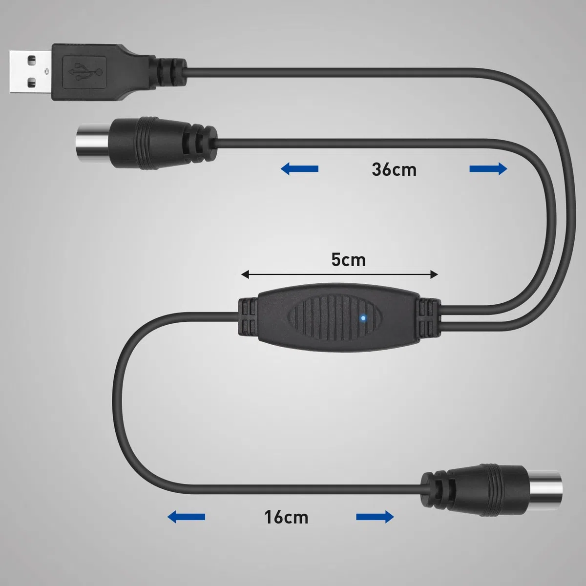 August DTB115B Wzmacniacz sygnału anteny telewizyjnej-Zasilany przez USB,20dB Zysku,Wzmacniacz Antenowy o Wysokim Zysku do Koncentrycznych Anten Naziemnej Telewizyji Cyfrowej,HD TV,DVB-T,DVB-T2