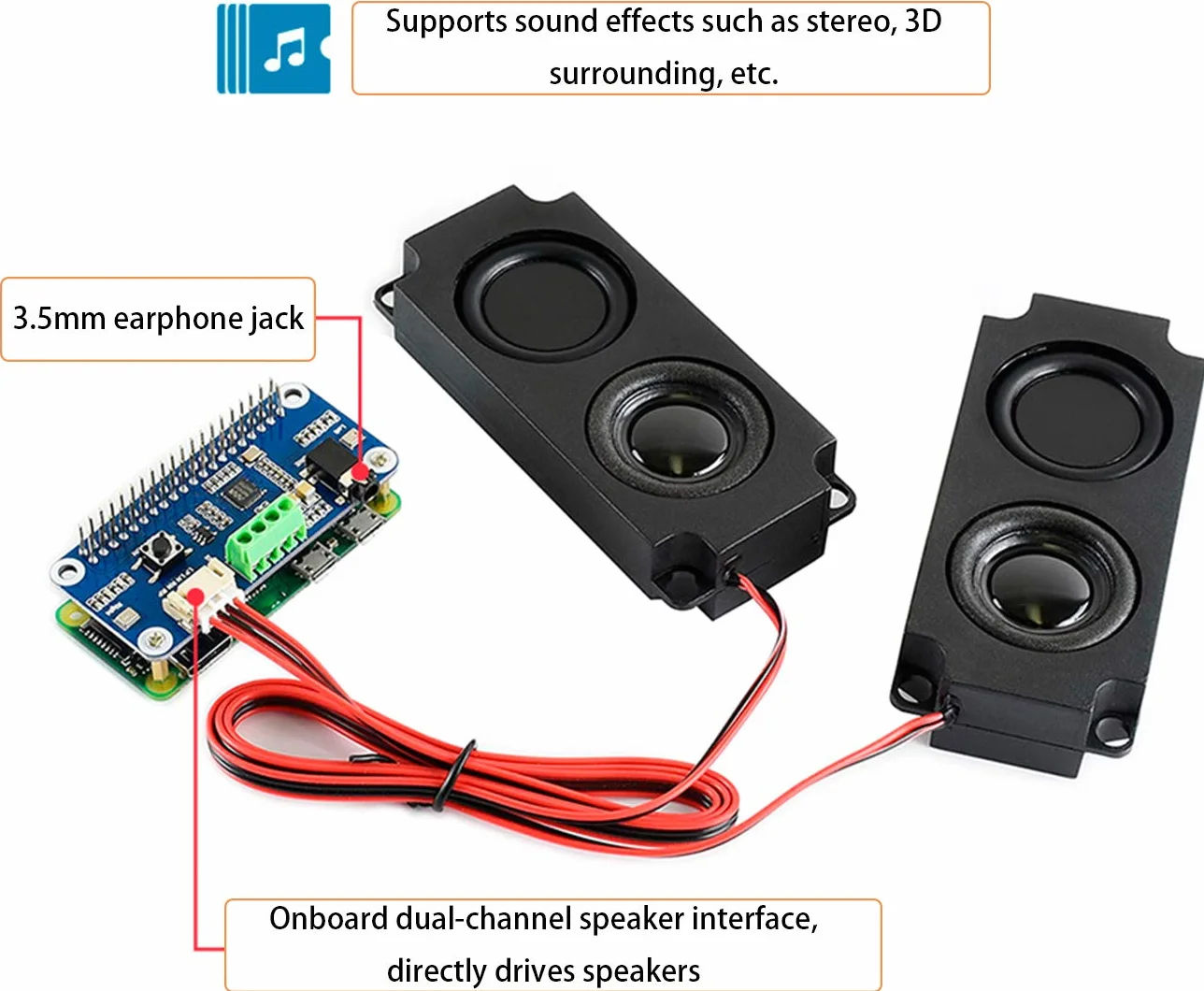 WM8960 czapka z kartą dźwiękową Hi-Fi do Raspberry Pi 5, 4B, 3B+, Zero 2W, Zero W, Zero WH