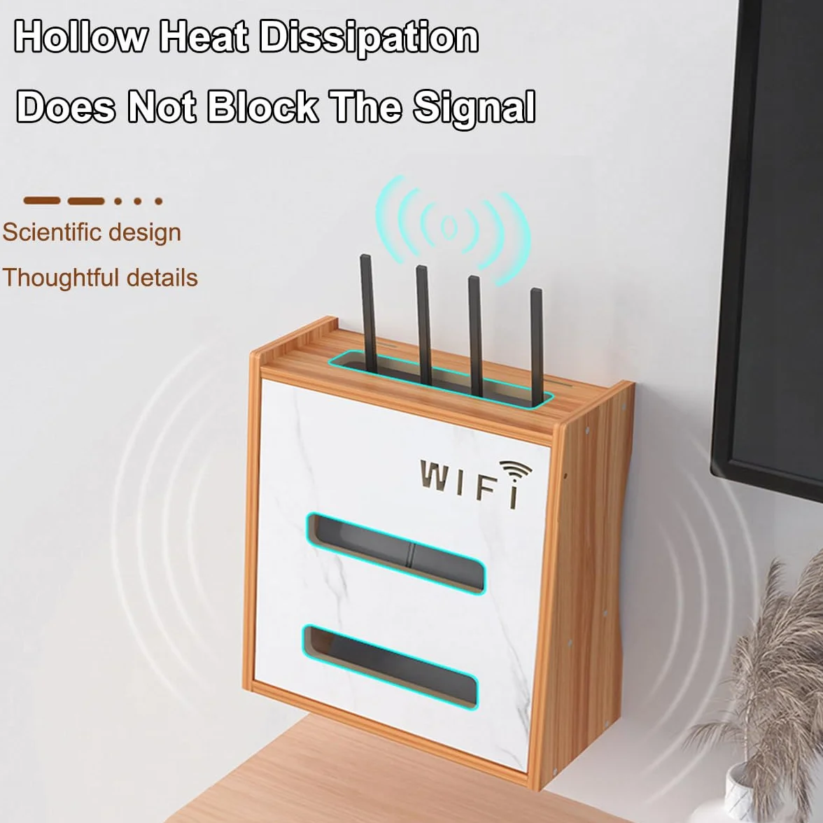 Modem, szafka modemowa, skrzynka na router, schowek na kable, 2 poziomy organizer ścienny do routerów i gniazd kasetowych (brązowy)