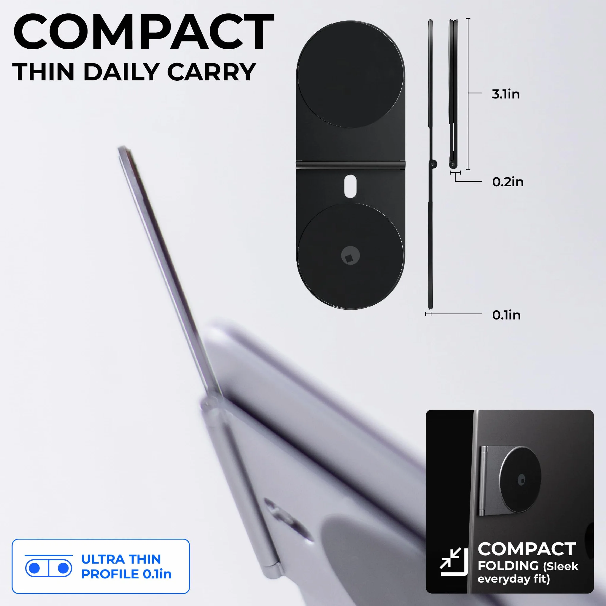 Rolling Square Edge Pro Core - Magnetyczny Uchwyt na Tablet i Telefon Komórkowy, Akcesoria do Inteligentnego i Wydajności, Kompatybilny ze Wszystkimi Telefonami, Czarny
