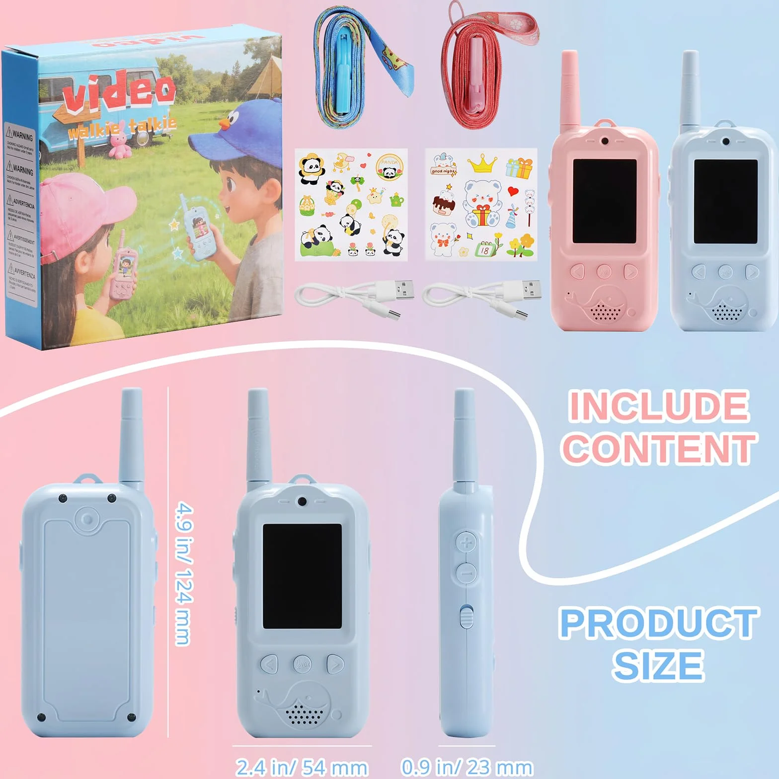 Radioddity KiddoTalk V1 Walkie Talkie dla dzieci, akumulatorowy interkom radiowy, 2 sztuki