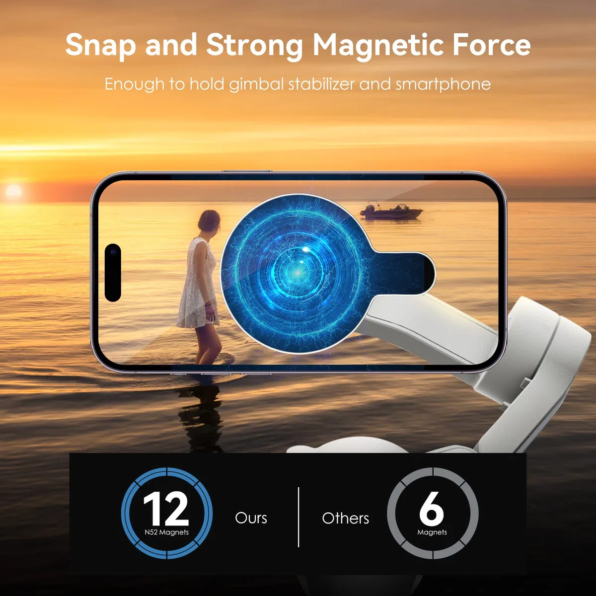 CloudValley Uchwyt magnetyczny DJI, zaprojektowany dla DJI OM Mobile OM 7P/7/6/5/4/4 SE stabilizator gimbalowy, uchwyt na telefon do akcesoriów Magsafe iPhone, czarny