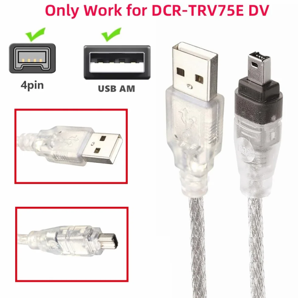 USB męski na Firewire IEEE 1394 4-pinowy męski kabel adaptera iLink do DCR-TRV75E DV 1 m kabel USB Firewire