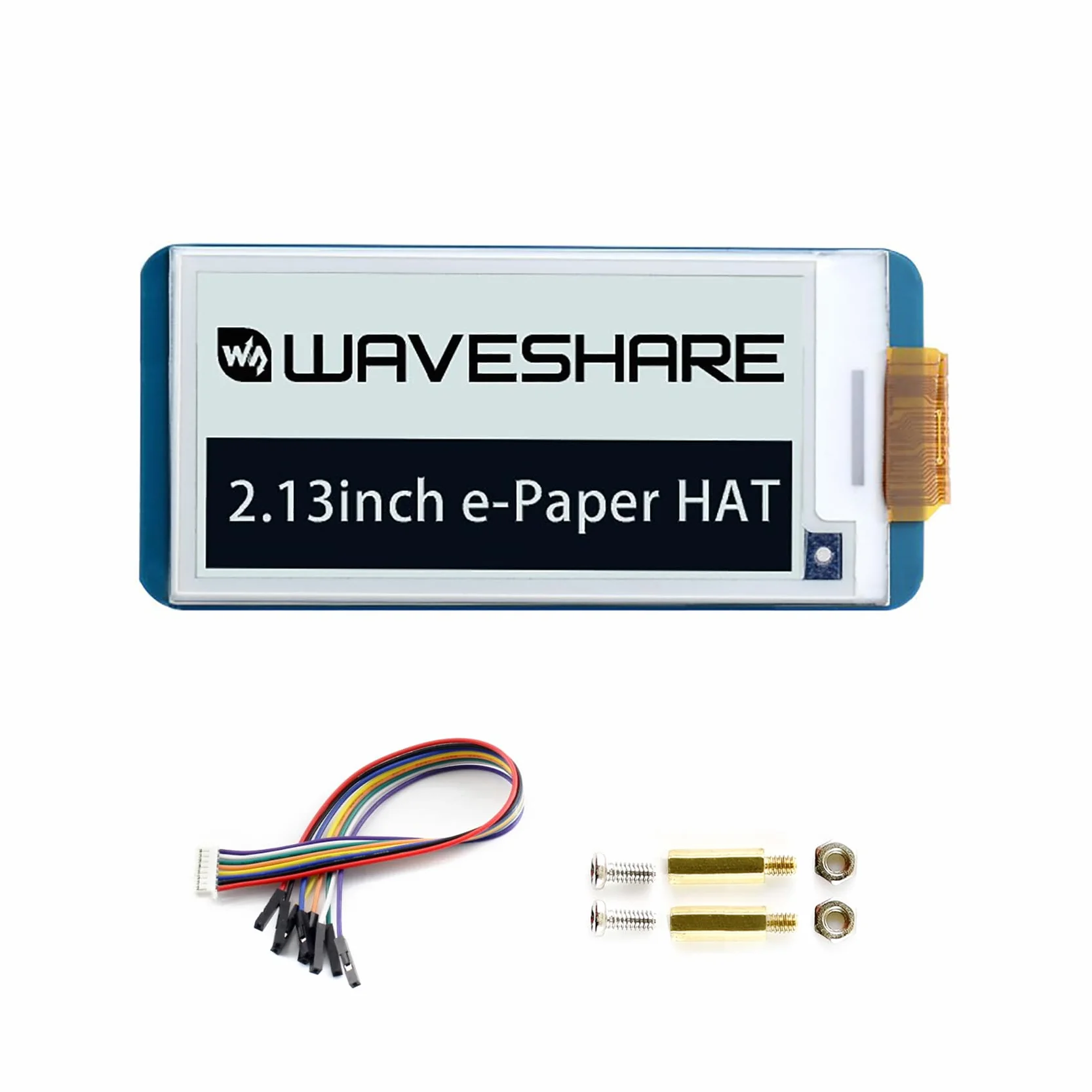 Waveshare Rozdzielczość 250 x 122, 2,13 cala, wyświetlacz e-papierowy, HAT, ekran E-Ink, moduł LCD, interfejs SPI z wbudowanym kontrolerem do Raspberry Pi 2B 3B 3B+ 4B Zero W/Ardui/STM32/Jetson Nano
