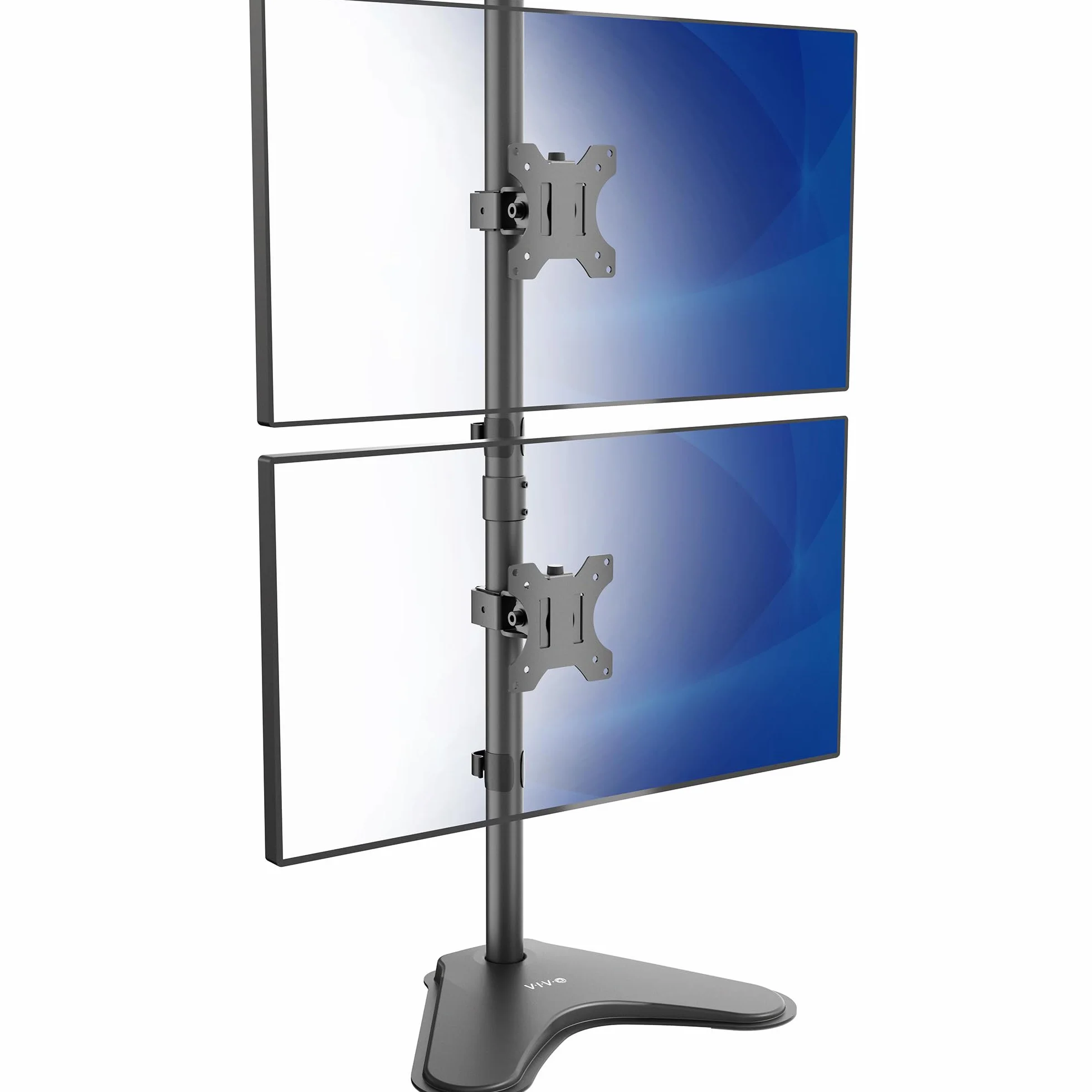 VIVO Stojak na biurko z podwójnym monitorem, wolnostojący uchwyt LCD, mieści się w pozycji pionowej, 2 ultrawide ekrany do 86.4 cm, czarny, STAND-V002L