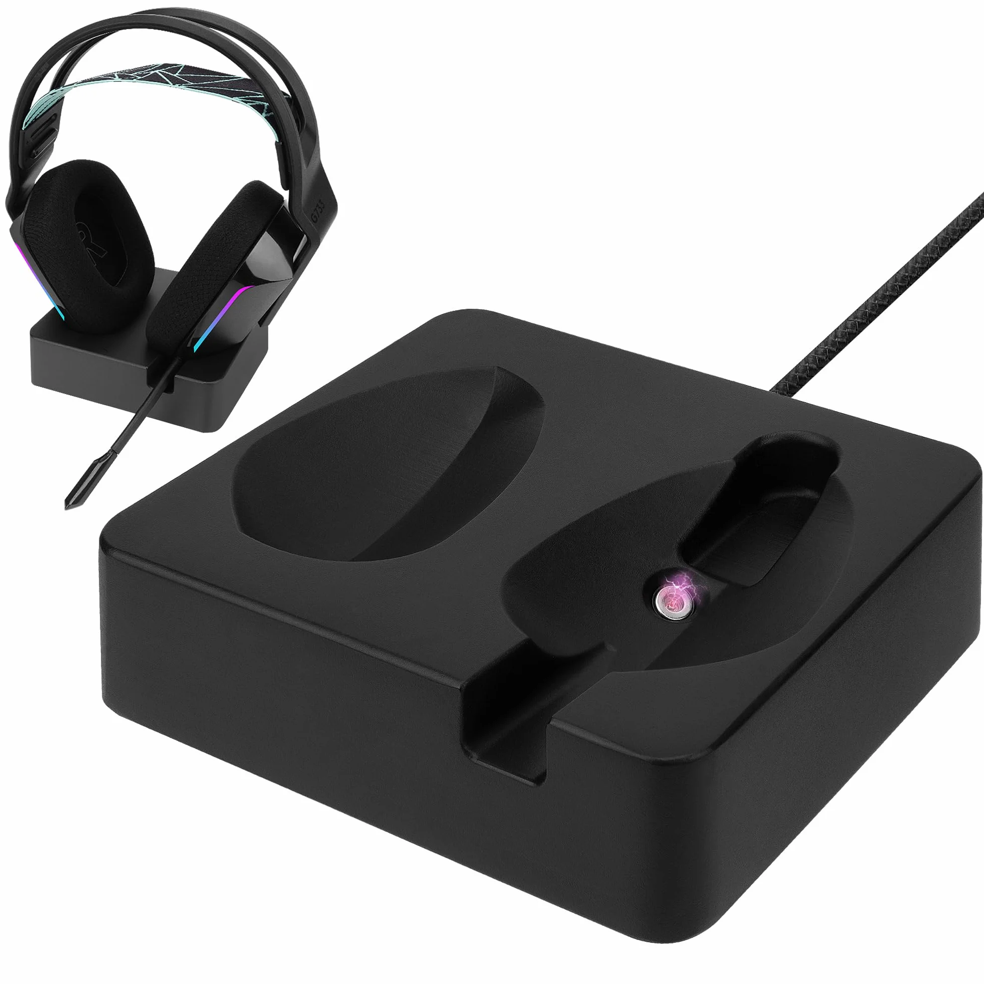 Geekria Stojak ładowania do Logitech G733 Lightspeed, 3D drukowana magnetyczna stacja dokująca, baza do słuchawek Czarny