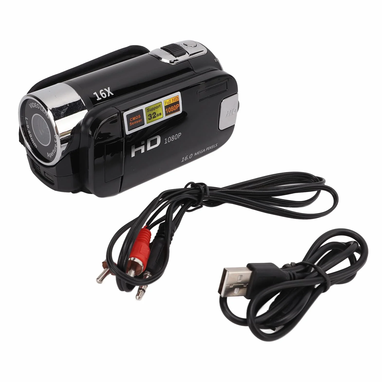 Greensen Kamera cyfrowa 4K 48 MP, 16 x zoom cyfrowy, 2,7", obracany o 270°, kamera wideo dla początkujących i dla początkujących (czarna)