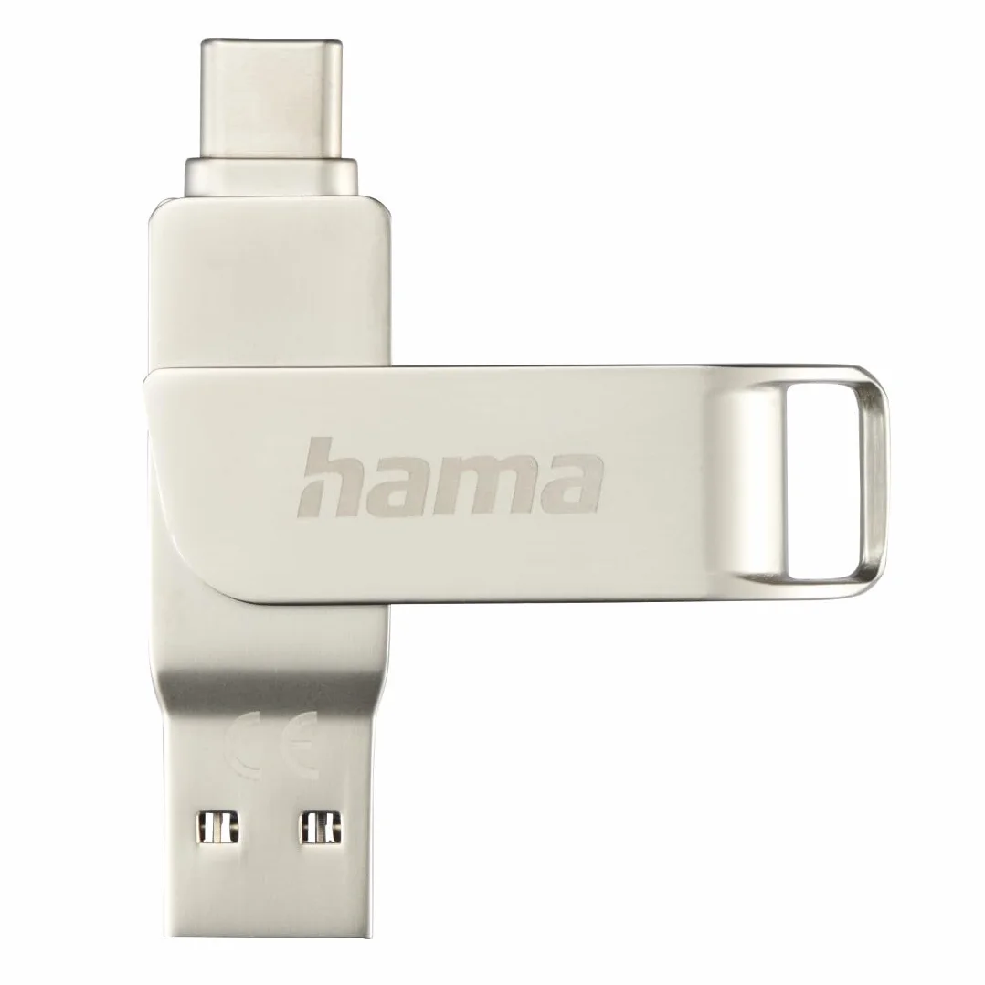Hama Pamięć 64 GB, USB C 3.1/3.0, USB A, srebrny, ultra szybka 70 MB/s, uniwersalny, metal