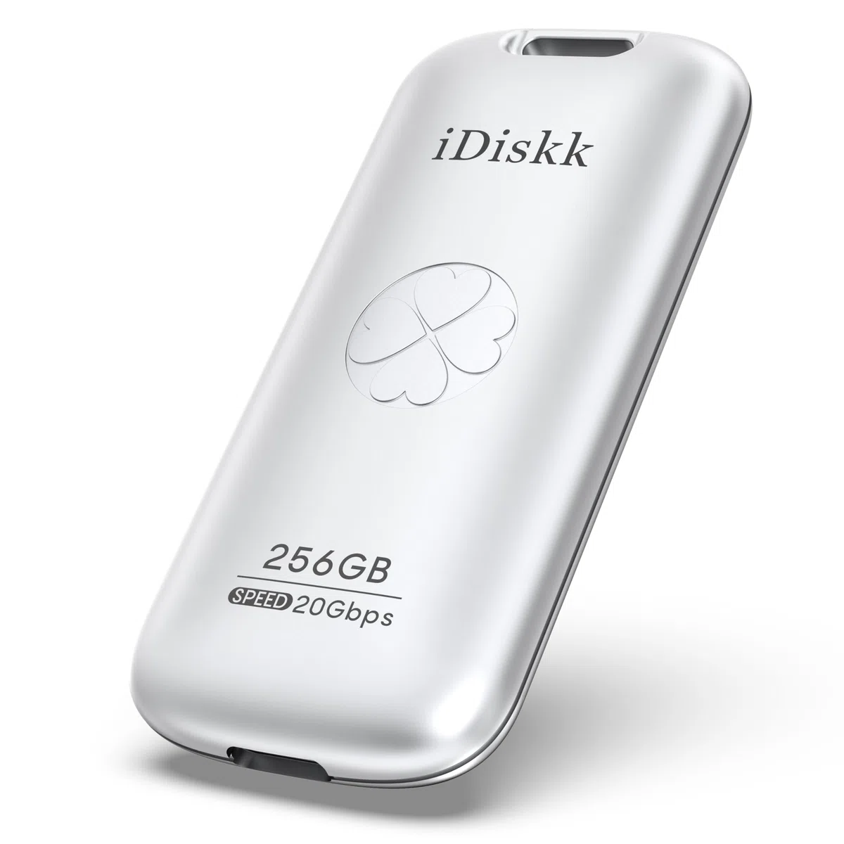 iDiskk Zewnętrzny dysk półprzewodnikowy 256 GB do 2000 MB/s, USB 3.2 Gen 2 x 2 USB-C SSD, wysokowydajny przenośny dysk SSD z kablem USB-C, kieszonkowa pamięć USB C, 2000 MB/s (srebrny)
