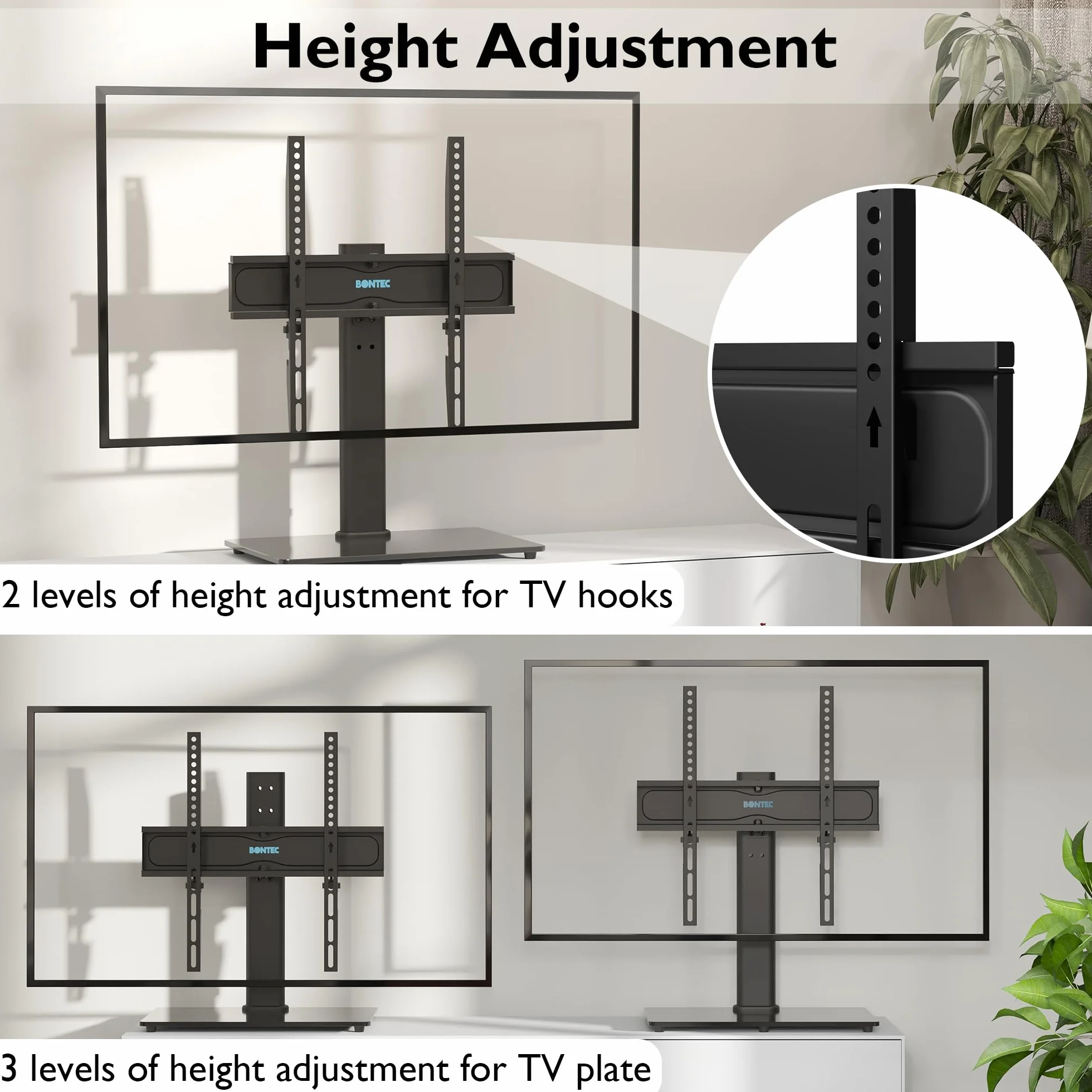 BONTEC Stojak TV 26-55 cali Obrotowy VESA 400x400 mm 45 kg Czarny
