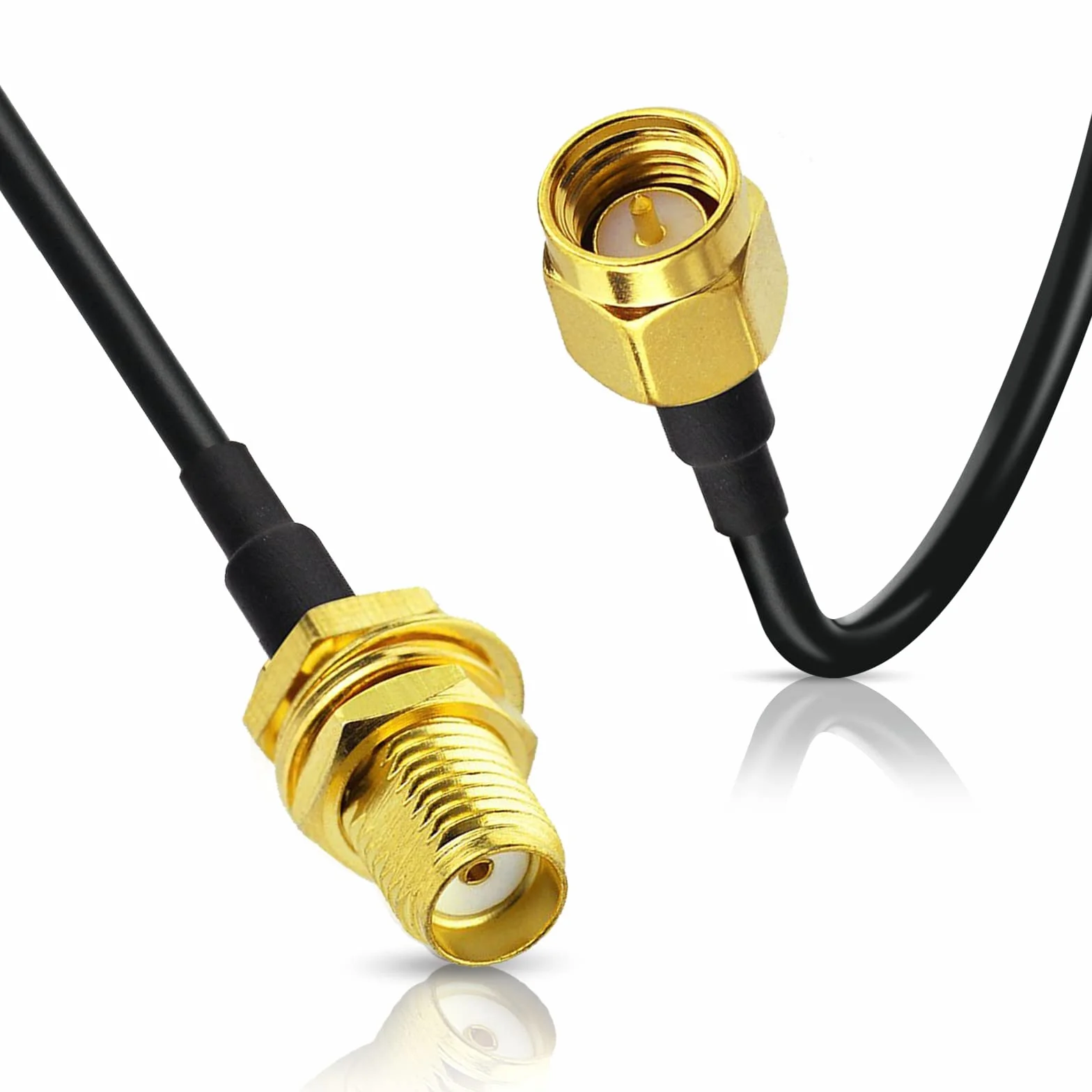 Bingfu SMA męski na SMA żeński kabel przedłużający do montażu przepustowego RG174 kabel przedłużający antenę koncentryczny 1m (2-pak) do routera 4G LTE Router Gateway Modem Router Gateway SDR Dongle