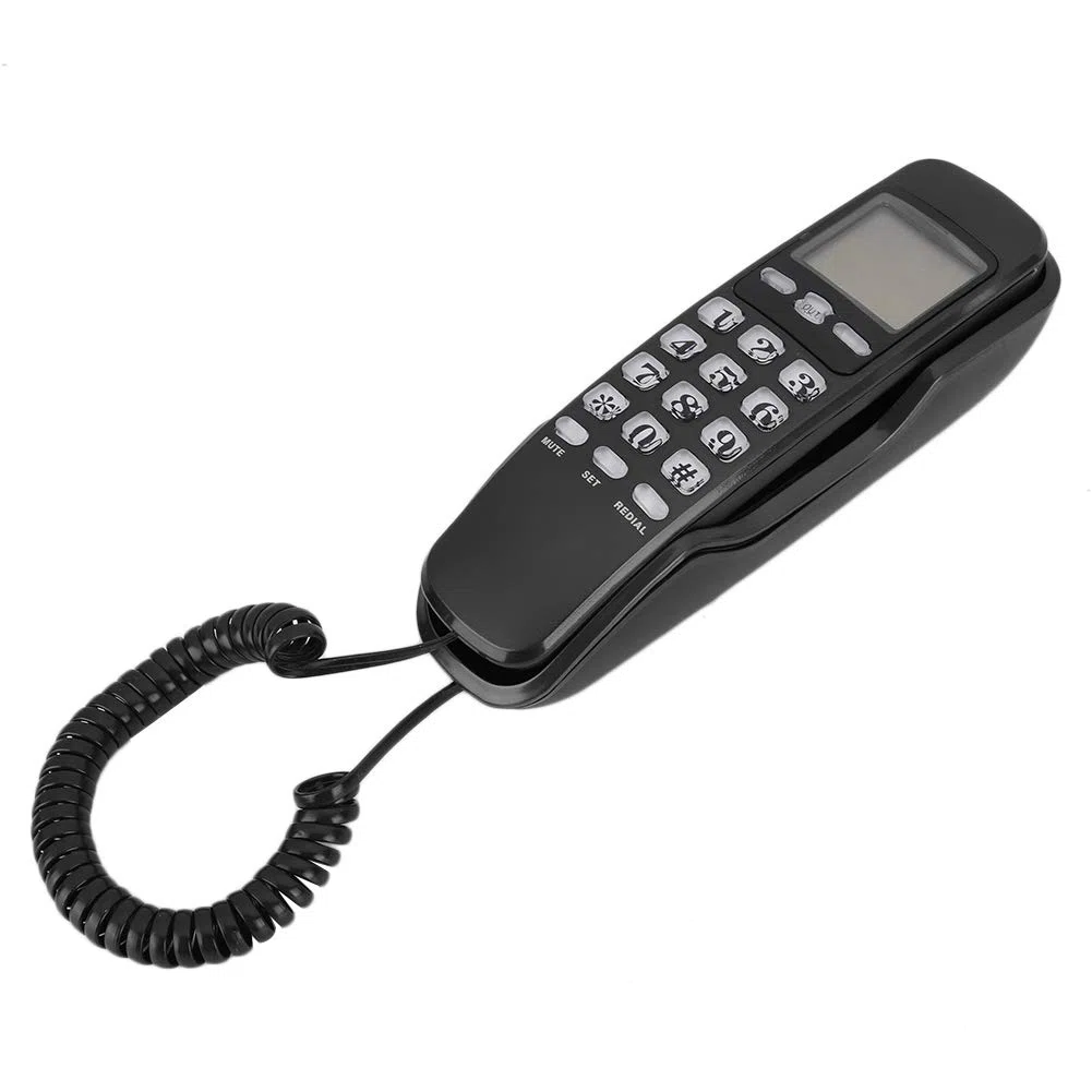Telefon przewodowy, podwójny system KX-T888CID FSK i DTMF, wyświetlacz identyfikacji dzwoniącego, stacjonarny telefon stacjonarny do biura w domu z ekranem LCD (czarny)