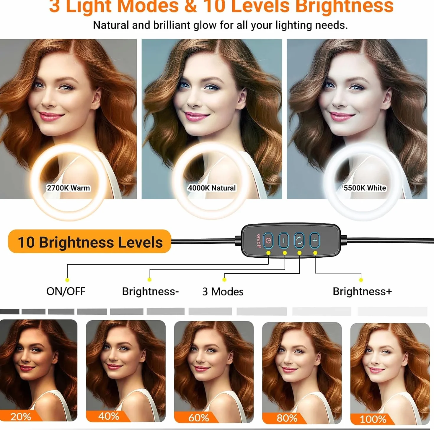 Stojak na lampę do selfie do kamery internetowej, 26 cm, pierścień świetlny z uchwytem na biurko i uchwytem magnetycznym, kompatybilny z Logitech C920 StreamCam C922 C930 C925 C615 BrioWebcams