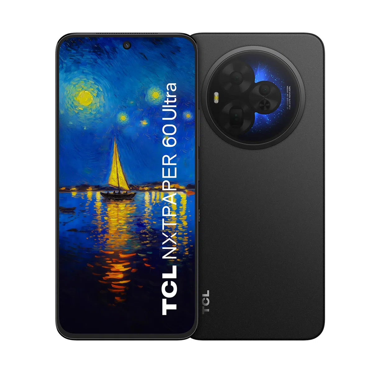 TCL Smartfon z systemem Android NXTPAPER 60 Ultra 5G, wyświetlacz FHD+ o przekątnej 7,2 cala, 12 GB pamięci RAM + 512 GB pamięci ROM, telefon z ochroną oczu, kolor mgławica czarny, z etui z klapką i