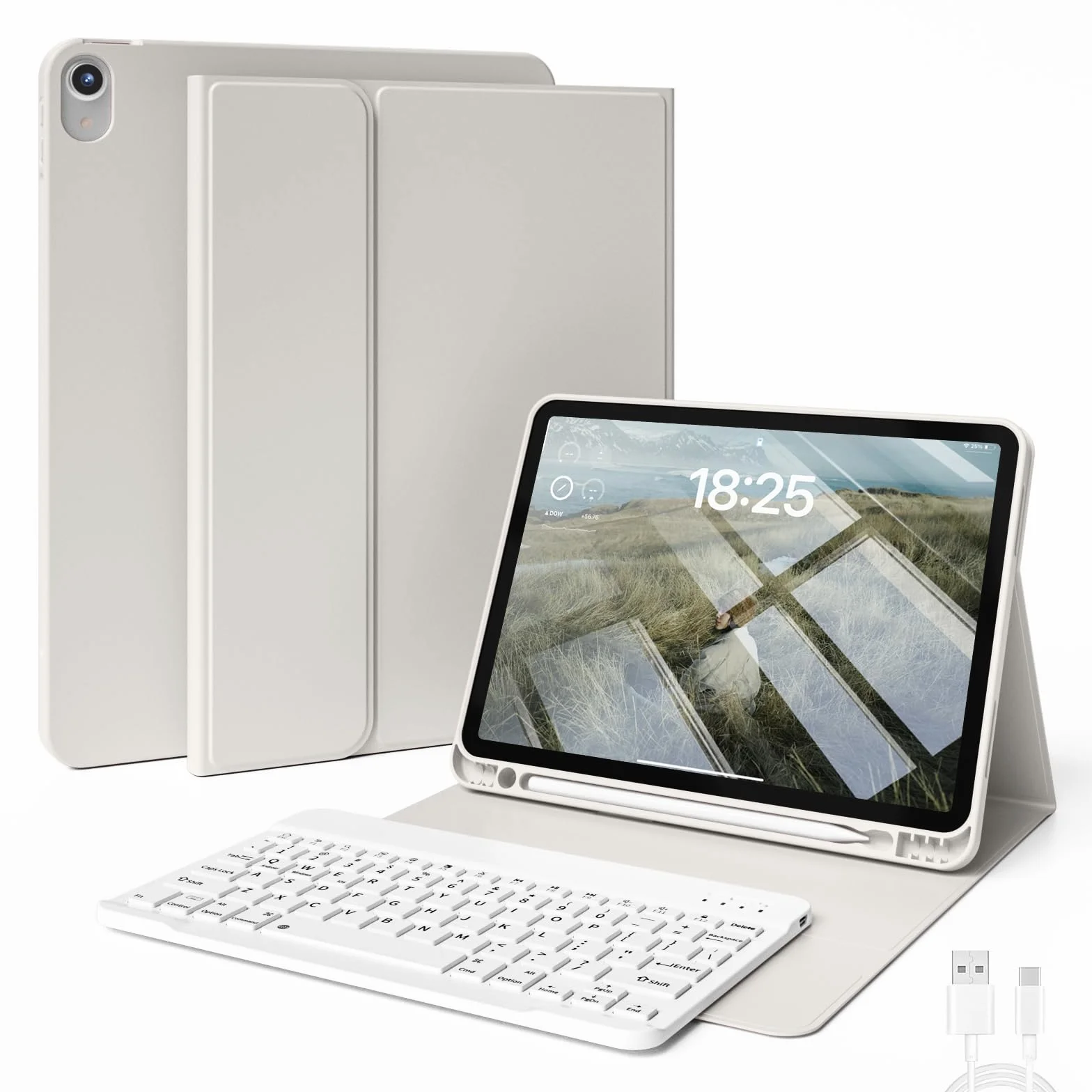 Etui na klawiaturę do iPad Air 11" (M2) 2024, iPad Air 5. Gen 2022/4. Gen 2020 10,9", Bluetooth QWERTZ, Szary