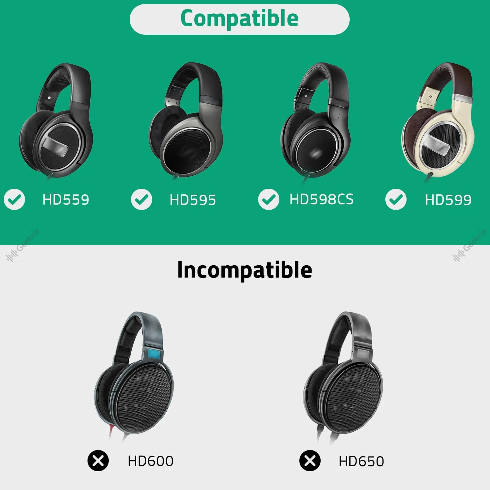 Geekria Etui na słuchawki Sennheiser HD 550 505 599 598 560S 559 558 555 400 Pro twarda torba podróżna PU brązowe